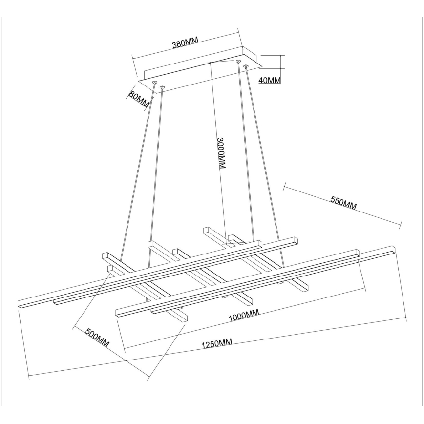 Ondaluce - LED полилей с възможност за димиране на кабел MOVIDA LED/114W/230V златен