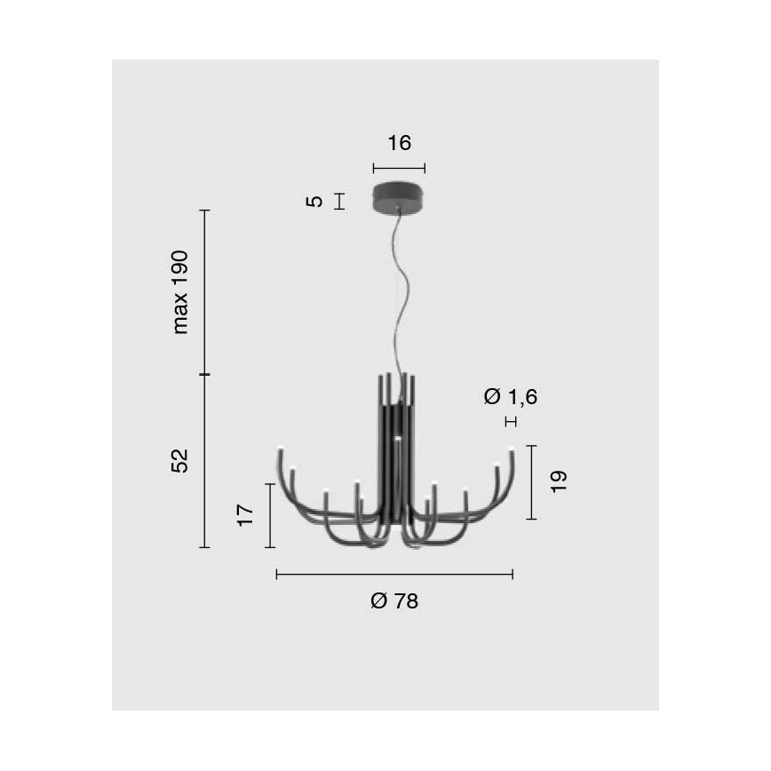 Ondaluce - LED полилей с възможност за димиране на кабел NOUVEAU LED/35W/230V Ø 78 см златист