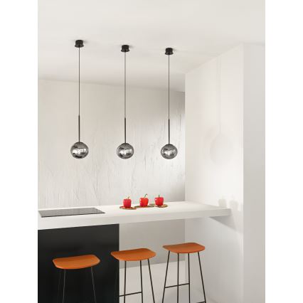 Ondaluce - Пендант на кабел JEWEL 1xE14/10W/230V Ø 17 см черно/димчато черно