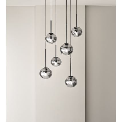 Ondaluce - Пендант на кабел JEWEL 1xE14/10W/230V Ø 17 см черно/димчато черно