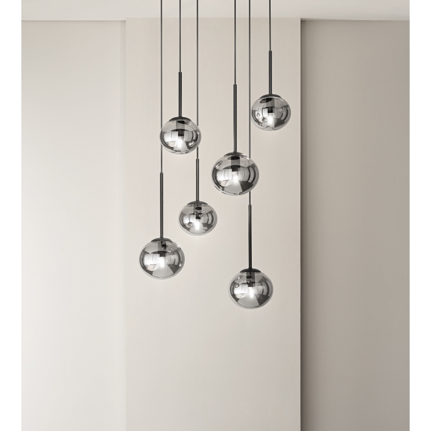 Ondaluce - Пендант на кабел JEWEL 1xE14/10W/230V Ø 17 см черно/димчато черно