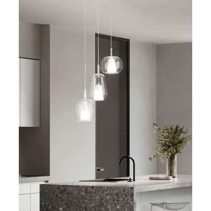 Ondaluce - Пендант на кабел THELMA 1xE27/15W/230V Ø 19 см златист/прозрачен