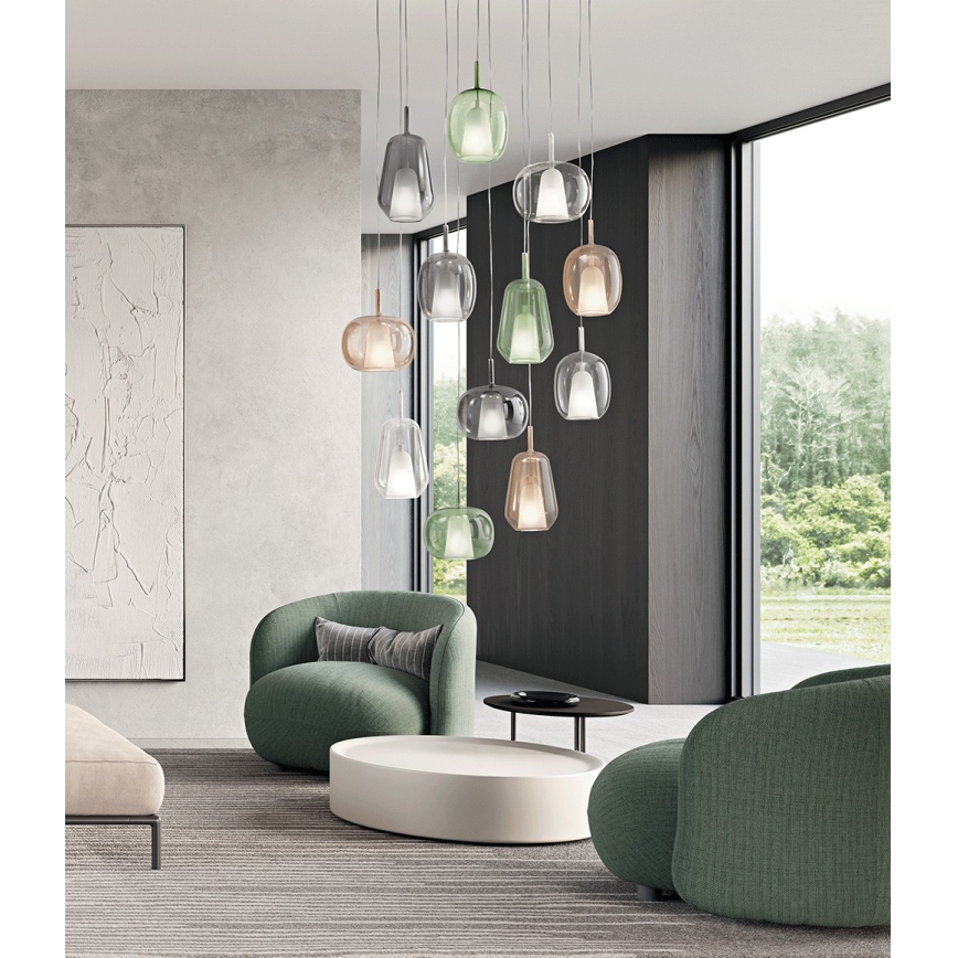 Ondaluce - Пендант на кабел THELMA 2xE27/15W/230V прозрачен