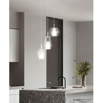 Ondaluce - Пендел на кабел THELMA 1xE27/15W/230V Ø 19,5 см златист/прозрачен