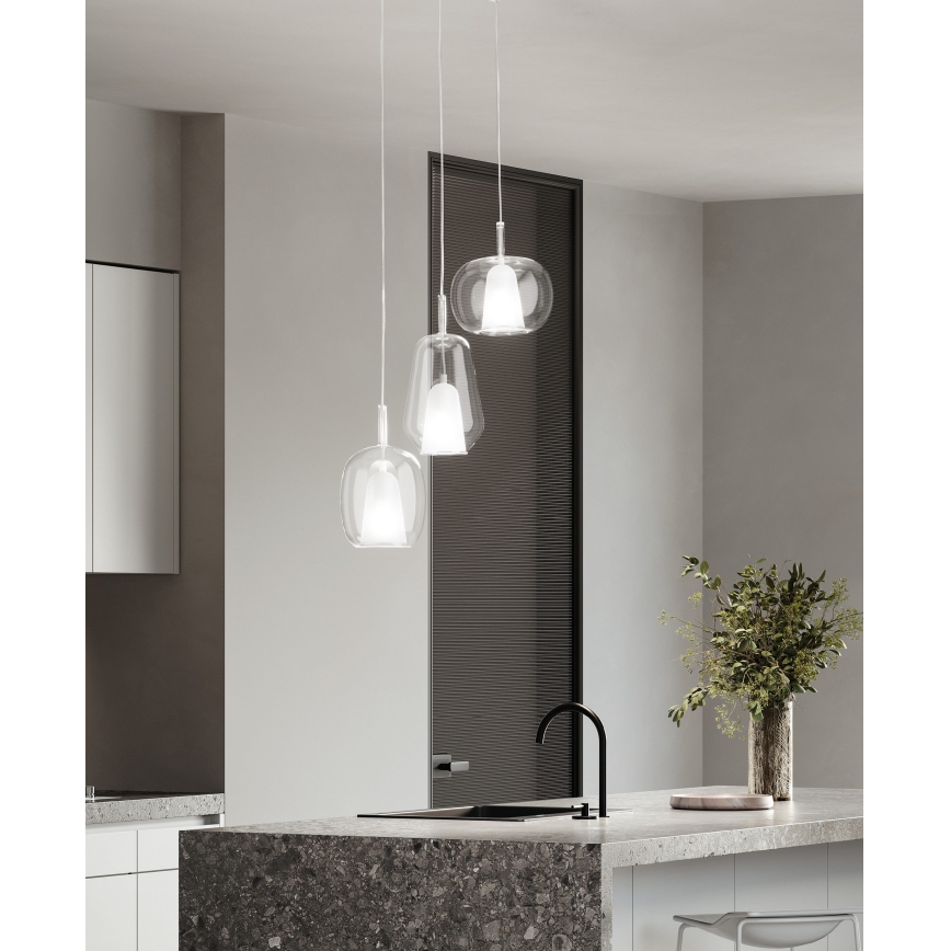 Ondaluce - Пендел на кабел THELMA 1xE27/15W/230V Ø 19,5 см златист/прозрачен