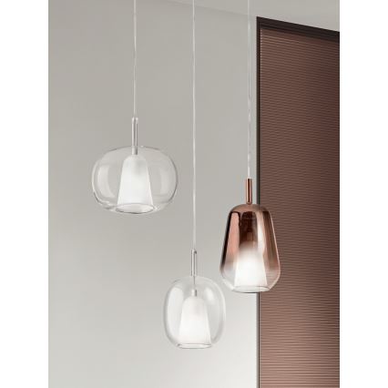 Ondaluce - Пендел на кабел THELMA 1xE27/15W/230V Ø 19,5 см златист/прозрачен
