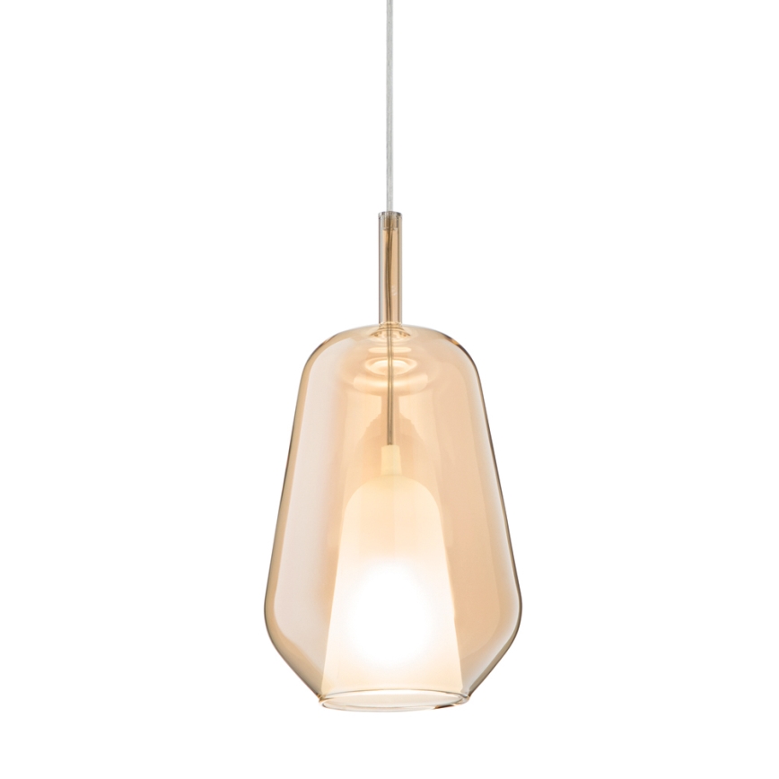 Ondaluce - Пендел на кабел THELMA 1xE27/15W/230V Ø 19 см златисто/пушено бежово