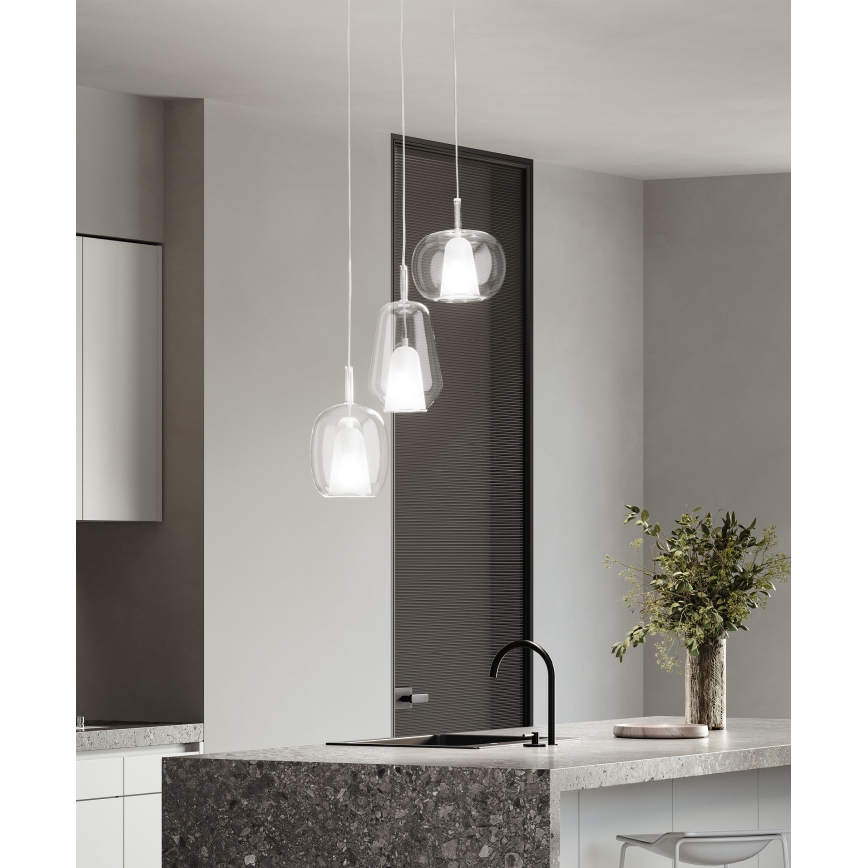 Ondaluce - Пендел на кабел THELMA 1xE27/15W/230V Ø 25 см златист/прозрачен
