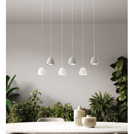 Ondaluce - Пендел с кабел CONCRETE 1xGU10/7,5W/230V Ø 10,5 см бетон/бял