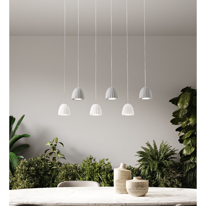 Ondaluce - Пендел с кабел CONCRETE 1xGU10/7,5W/230V Ø 10,5 см бетон/бял