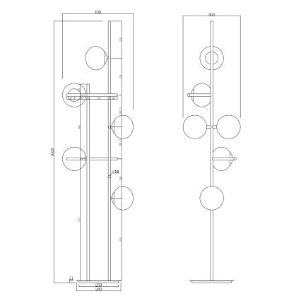 Ondaluce - Подова лампа JEWEL 6xE14/10W/230V 166 cm златна/бяла
