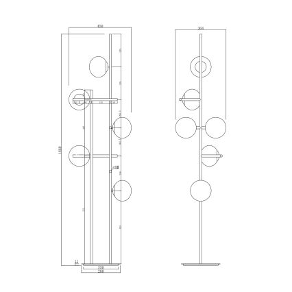 Ondaluce - Подова лампа JEWEL 6xE14/10W/230V 166 см черна/опушено-черна