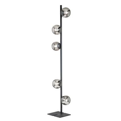 Ondaluce - Подова лампа MONILE 5xE14/10W/230V 170 cm черна/опушено-черна