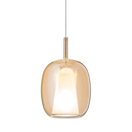 Ondaluce - Подвесен полилей на кабел THELMA 1xE27/15W/230V диам. 19,5 см златен/димно-бежов
