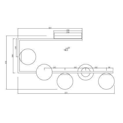 Ondaluce - Полилей на прът MONILE 5xE14/10W/230V опушено черно черно