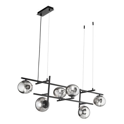 Ondaluce - Полилей на кабел JEWEL 6xE14/10W/230V черен/опушен