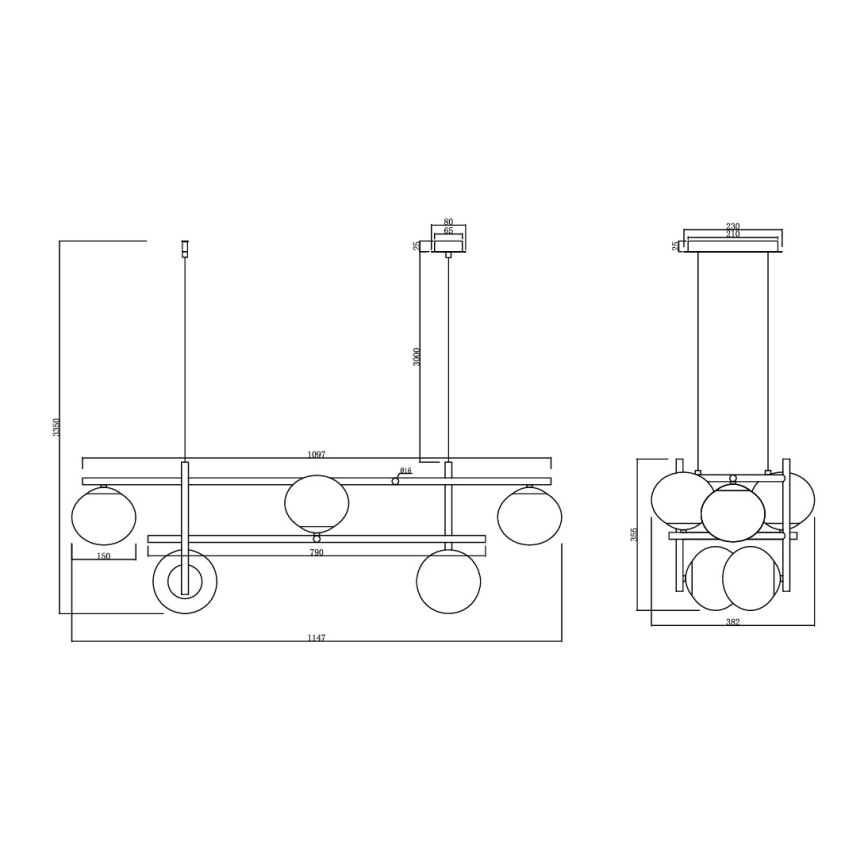 Ondaluce - Полилей на кабел JEWEL 6xE14/10W/230V златист/бял