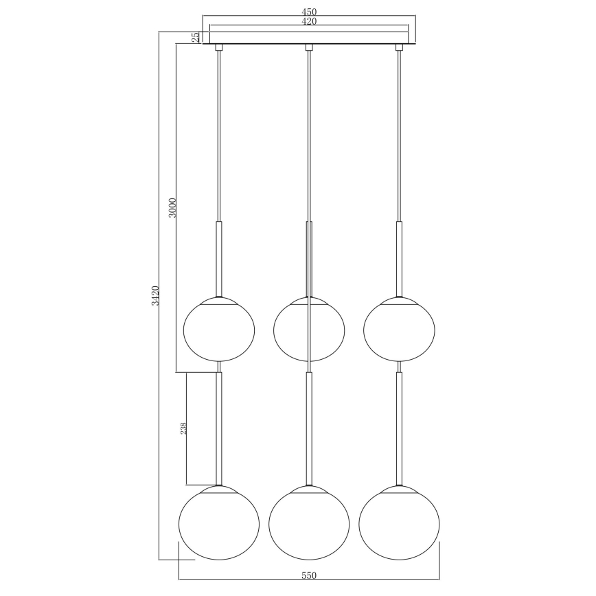 Ondaluce - Полилей на кабел JEWEL 6xE14/10W/230V Ø 55 см димно черен