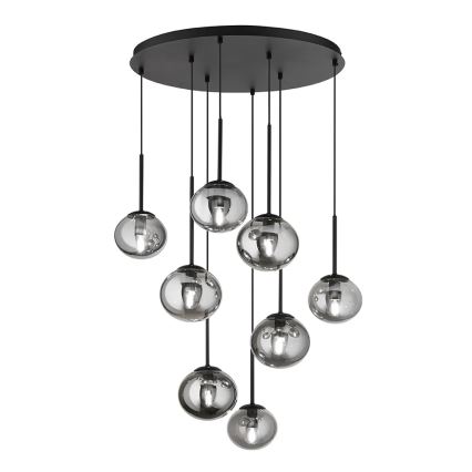 Ondaluce - Полилей на кабел JEWEL 8xE14/10W/230V Ø 70 cm черен/димно черен