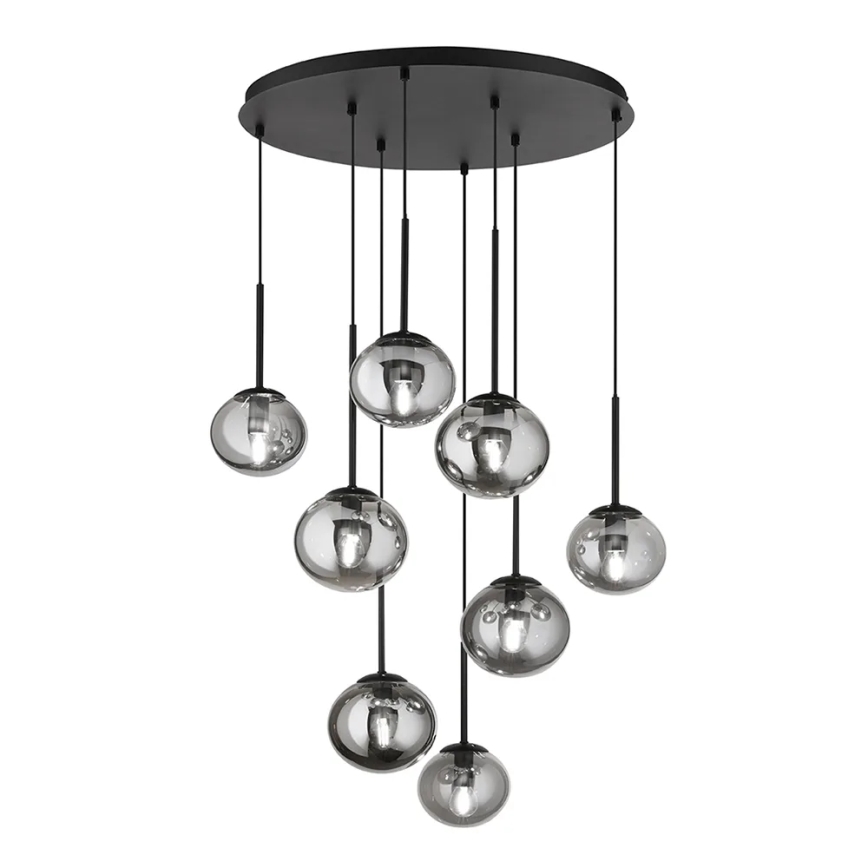 Ondaluce - Полилей на кабел JEWEL 8xE14/10W/230V Ø 70 cm черен/димно черен