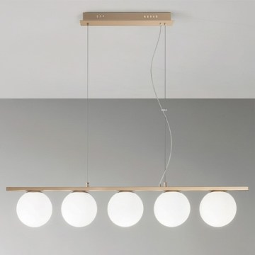 Ondaluce - Полилей на кабел MONILE 5xE14/10W/230V златист/бял