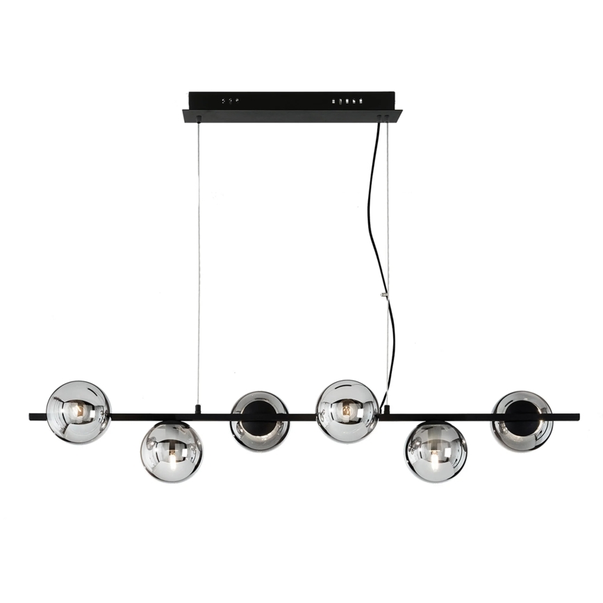 Ondaluce - Полилей на кабел MONILE 6xE14/10W/230V черен/димчато черен