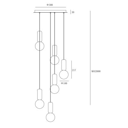 Ondaluce - Полилей на кабел ROCK 6xG9/7W/230V Ø 35 cm бетонен кафяв/сив/бял