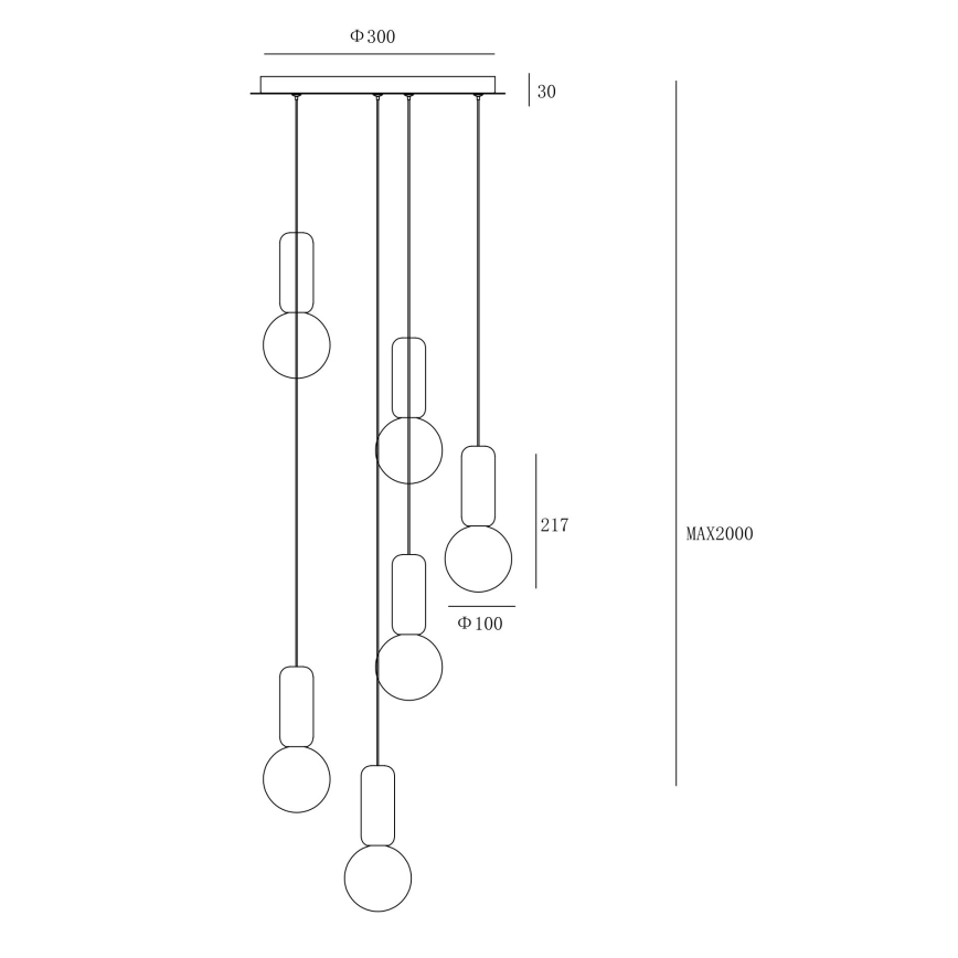 Ondaluce - Полилей на кабел ROCK 6xG9/7W/230V Ø 35 cm бетонен кафяв/сив/бял