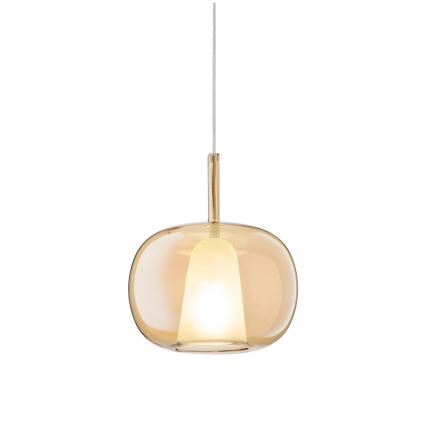 Ondaluce - Полилей на кабел THELMA 1xE27/15W/230V диаметър 25 см златист/димно бежов
