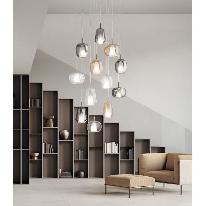 Ondaluce - Полилей на кабел THELMA 1xE27/15W/230V димчато бежово