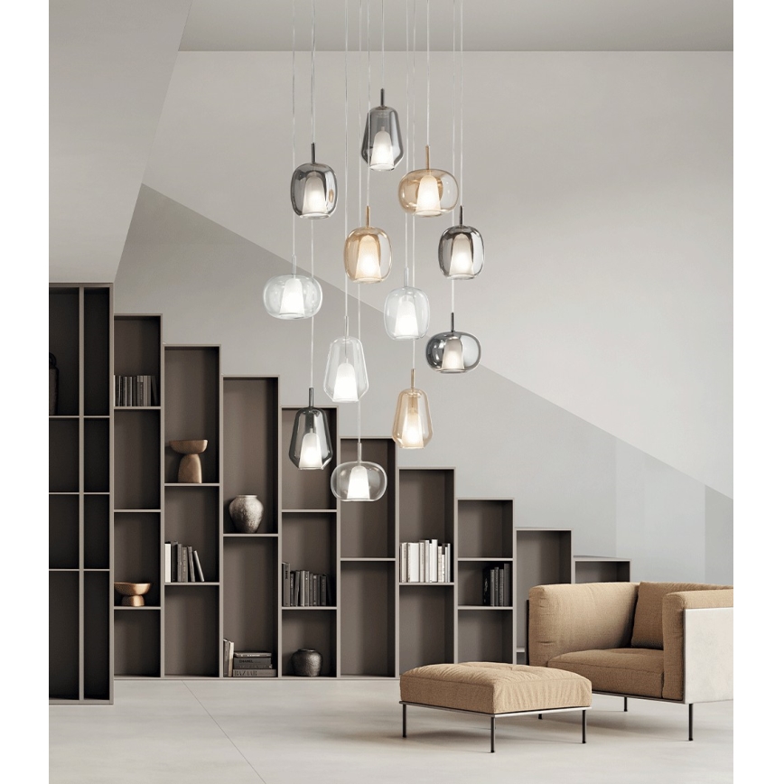 Ondaluce - Полилей на кабел THELMA 1xE27/15W/230V димчато бежово