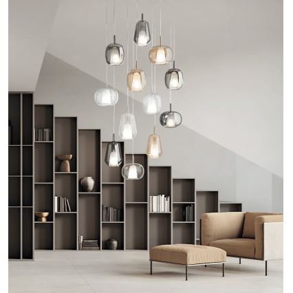 Ondaluce - Полилей на кабел THELMA 3xE27/15W/230V димно сив