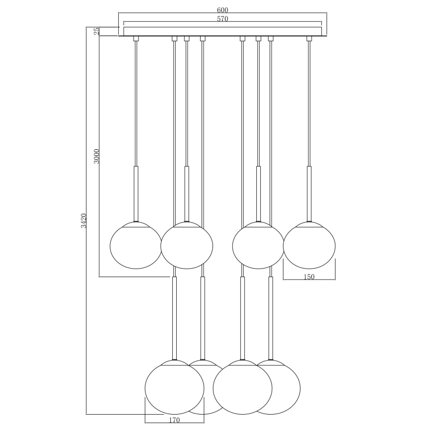 Ondaluce - Полилей на кабелно окачване JEWEL 8xE14/10W/230V Ø 70 см димчато черен