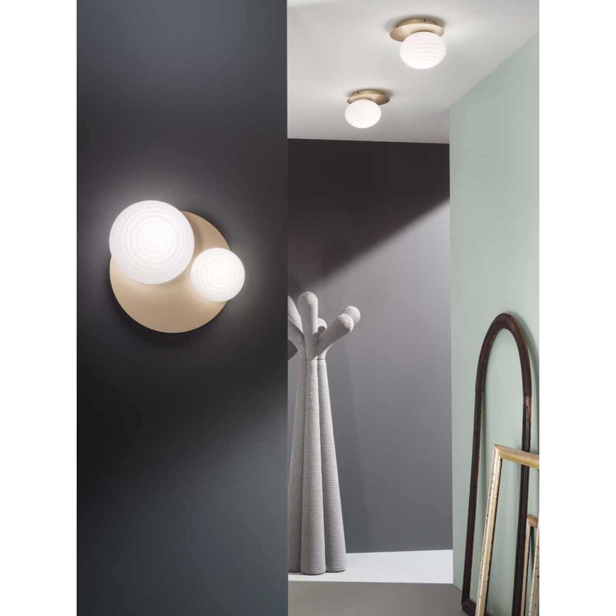 Ondaluce - Стенно осветително тяло TONDO 1xE14/10W/230V + 1xE27/15W златисто/бяло