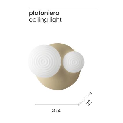 Ondaluce - Стенно осветително тяло TONDO 1xE14/10W/230V + 1xE27/15W златисто/бяло