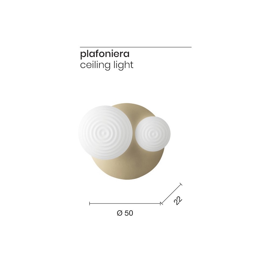 Ondaluce - Стенно осветително тяло TONDO 1xE14/10W/230V + 1xE27/15W златисто/бяло