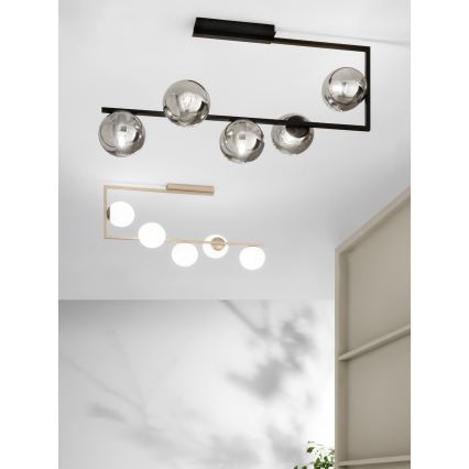 Ondaluce - Таванен полилей на тръба MONILE 5xE14/10W/230V черен/опушен черен