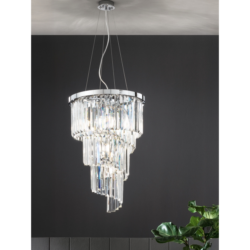 Ondaluce - Кристален полилей на кабел ALEXANDER 7xE14/10W/230V Ø 40 см лъскав хром