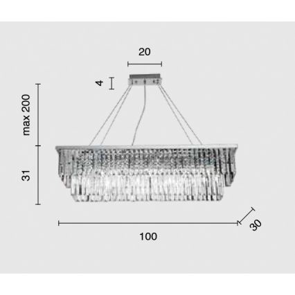Ondaluce - Кристален полилей с кабелно окачване DAIQUIRI 8xE14/10W/230V лъскав хром