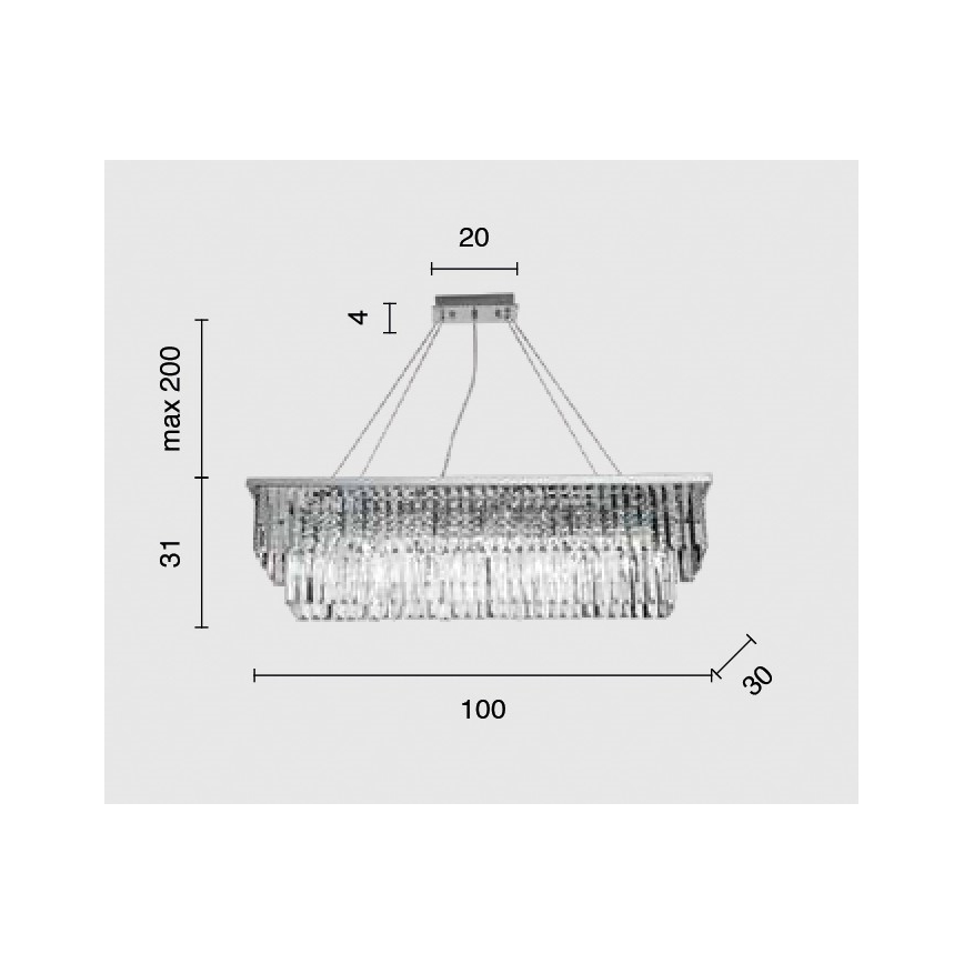 Ondaluce - Кристален полилей с кабелно окачване DAIQUIRI 8xE14/10W/230V лъскав хром