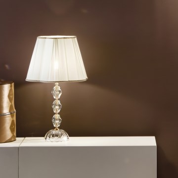 Ondaluce - Кристална настолна лампа BRIGIDA 1xE27/15W/230V кремава/прозрачна
