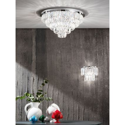 Ondaluce - Кристален таванен полилей CASTLE 12xG9/7W/230V Ø 60 см лъскав хром