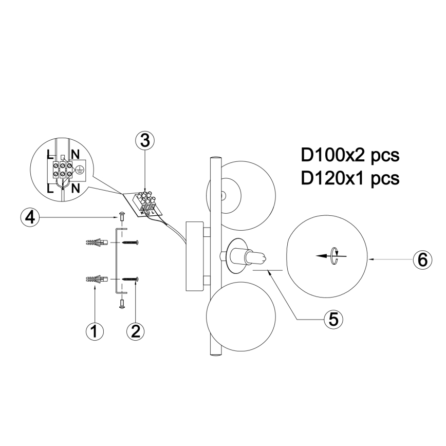 ONLI - Аплик PALOMA 3xG9/10W/230V черен/опушен