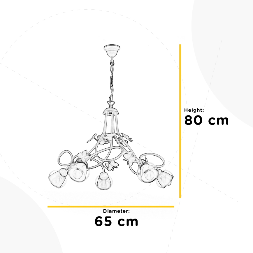 ONLI - Детски полилей BUTTERFLY 5xE14/6W/230V