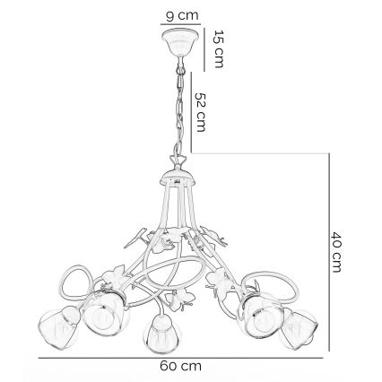 ONLI - Детски полилей BUTTERFLY 5xE14/6W/230V