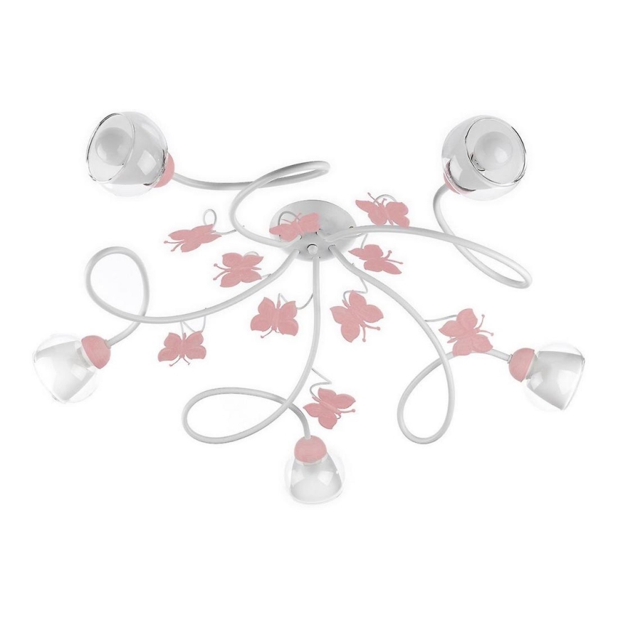 ONLI - Детски полилей за повърхностен монтаж BUTTERFLY 5xE14/6W/230V