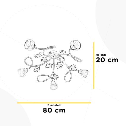 ONLI - Детски полилей за повърхностен монтаж BUTTERFLY 5xE14/6W/230V
