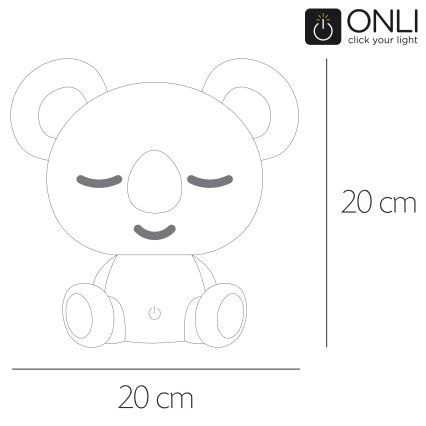 ONLI - LED детска нощна лампа с регулируема яркост PUPPIES LED/3W/230V 20 см коала/зелена