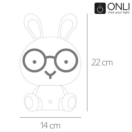 ONLI - LED Димируема детска нощна лампичка PUPPIES LED/3W/230V 22 cm зайче/синя