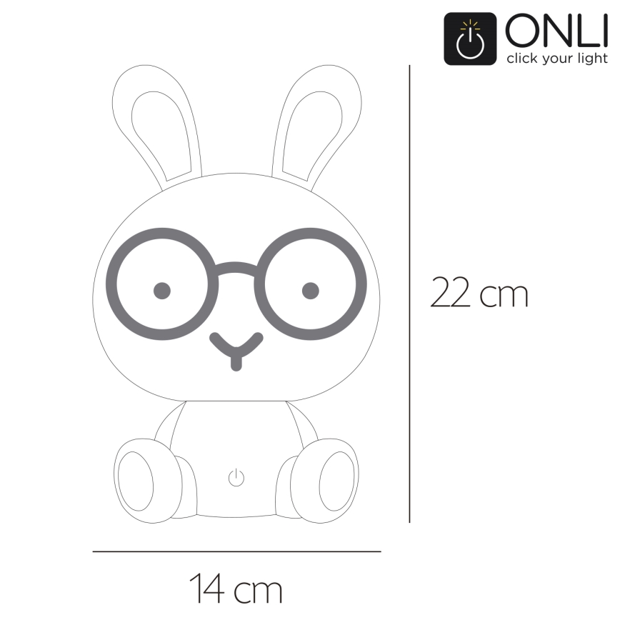 ONLI - LED Димируема детска нощна лампичка PUPPIES LED/3W/230V 22 cm зайче/синя